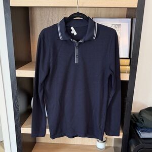 Reiss Navy Polo Sweater with Buttons